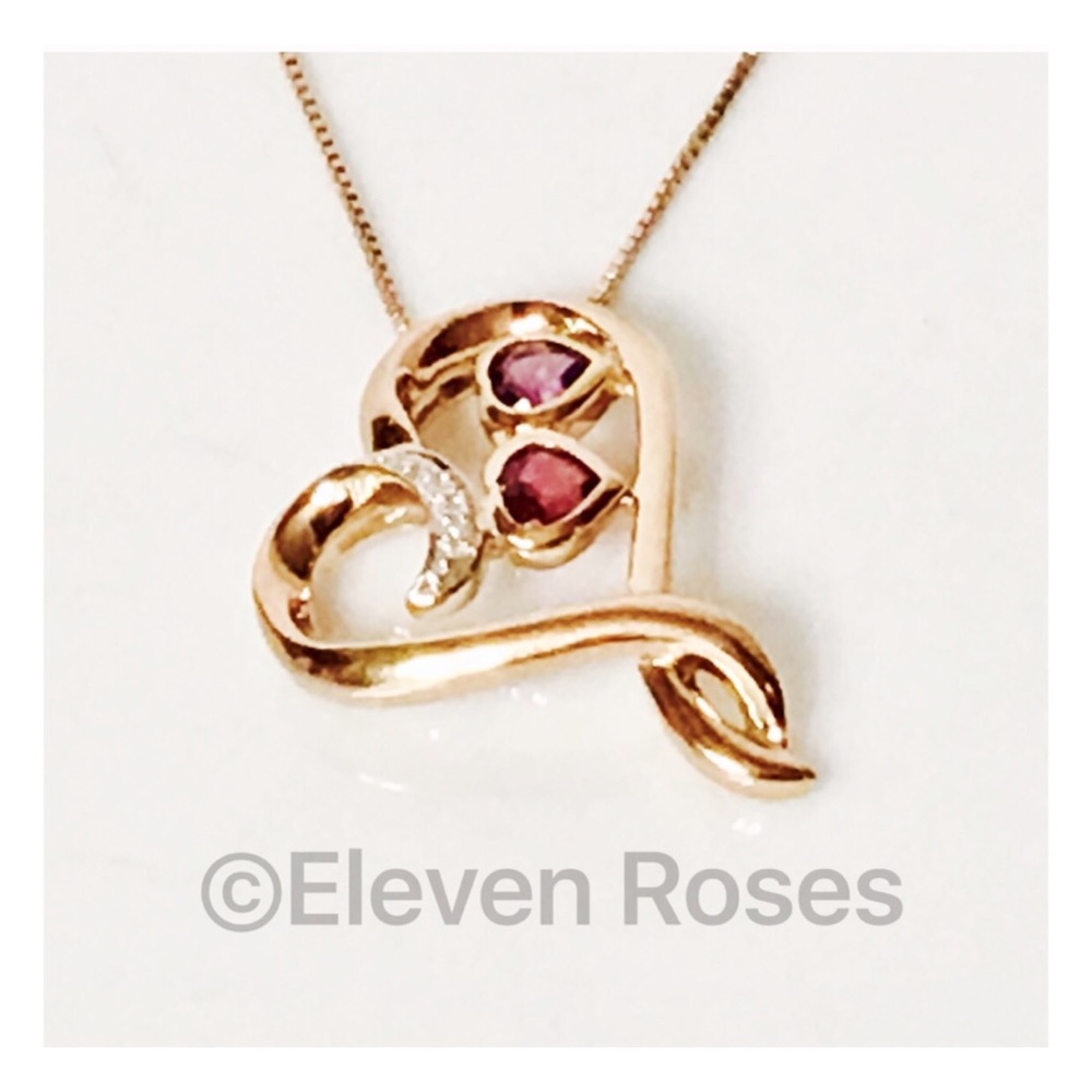 JWBR Sterling Gold Diamond Heart Pendant Necklace